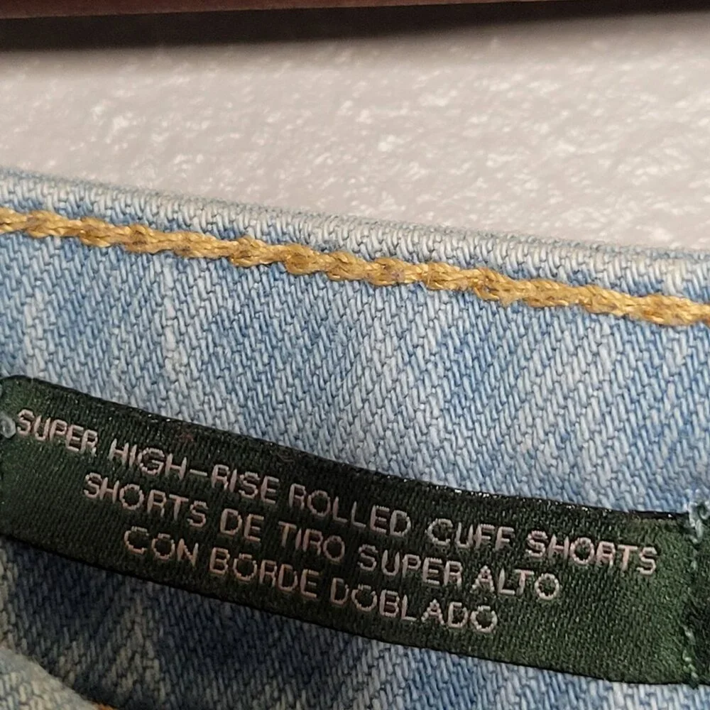 Wild Fable Super High Rise Rolled Cuff Denim Shorts Light Wash Distressed 10